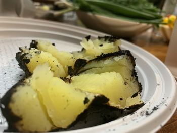 Close-up of bread in plate