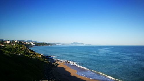 Scenic view of calm sea against clear sky
