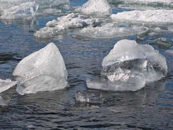 Ice floating on water in sea