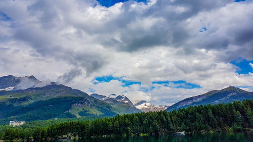 Panoramic shot of countryside landscape against clouds