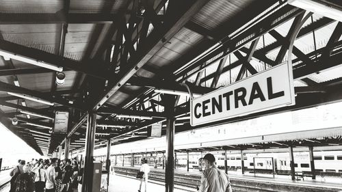 People at railroad station