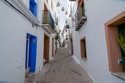 Footpath amidst buildings in city