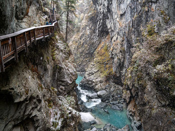 Stream flowing through rocks in forest