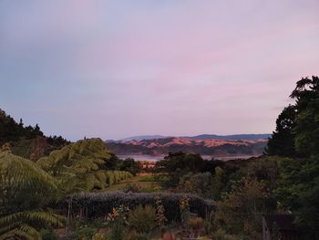 Scenic view of landscape against sky during sunset