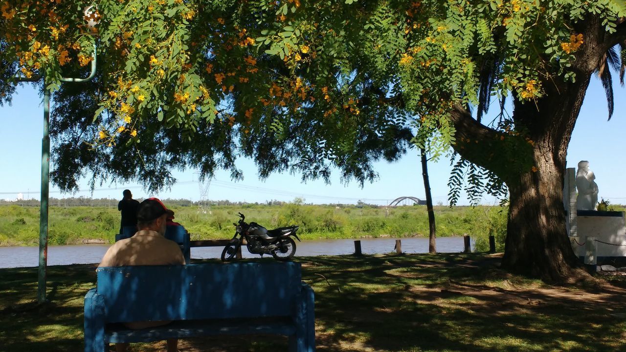 COUPLE SITTING ON BENCH IN PARK