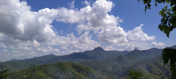 Panoramic view of mountains against sky