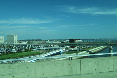 High angle view of cityscape against sky