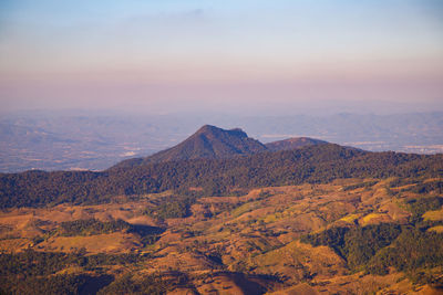 View of the beautiful mountains in the morning at phu ruea, loei province, thailand 