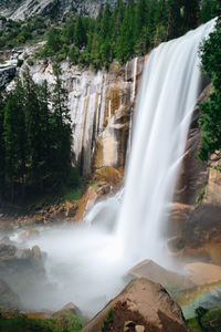 Scenic view of waterfall in forest