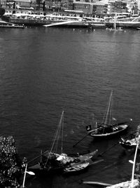 Boats moored in harbor