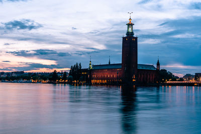 View of historic building against sky during sunset