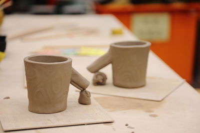 Close-up of coffee cup on table