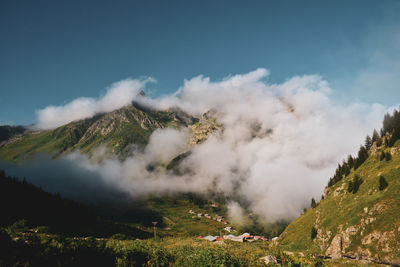 Scenic view of mountains against sky