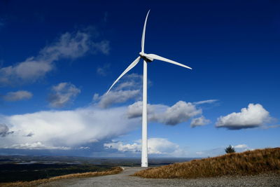 Wind turbines in field