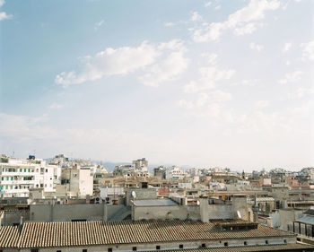 High angle view of townscape against sky