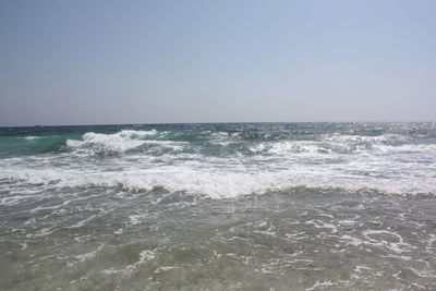 Scenic view of sea against clear sky