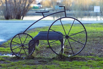 Empty bench in park