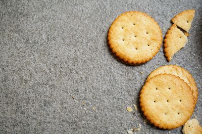 High angle view of cookies