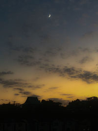 Silhouette buildings against sky at sunset