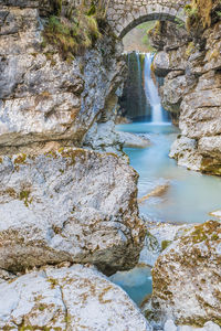 Scenic view of waterfall