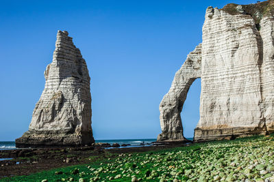 View of rock formations against clear sky