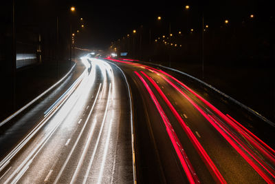 Light trails on highway at night