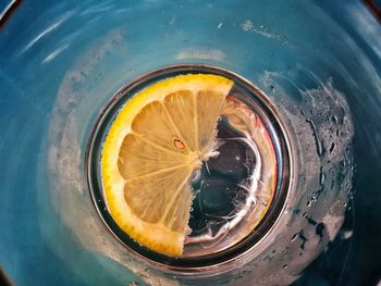 High angle view of drinking glass