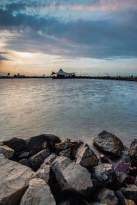 Scenic view of sea against sky during sunset