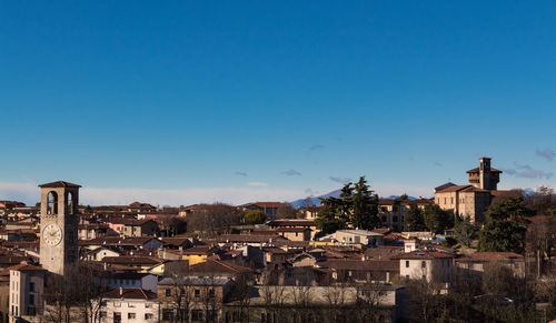 Townscape against blue sky