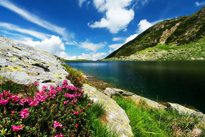 Scenic view of lake against sky