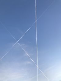 Low angle view of vapor trail in sky