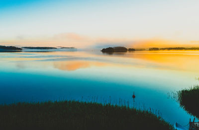 Scenic view of sea against clear sky