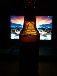 Close-up of beer glass bottles