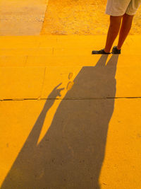 Low section of man standing on street