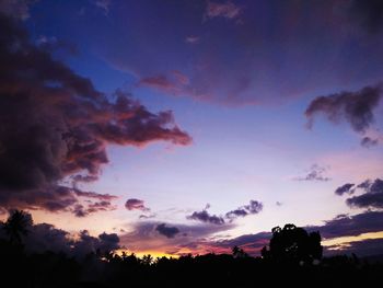 Low angle view of silhouette trees against sky during sunset