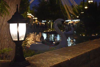 Illuminated lights at night