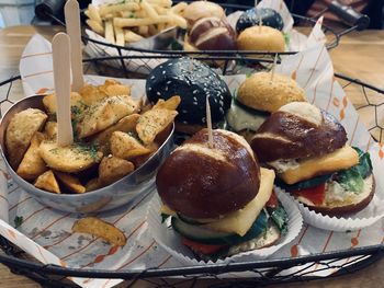 High angle view of food on table