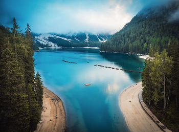 Scenic view of lake against sky