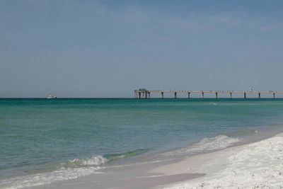 Scenic view of sea against clear sky