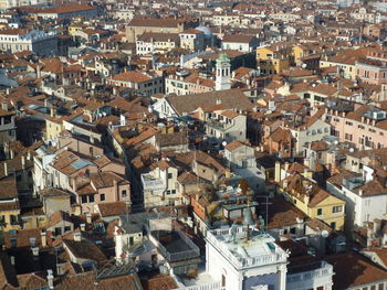 High angle view of buildings in city