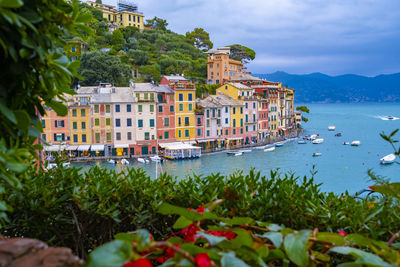 Beautiful landscape view of portofino famous landmark at italy.