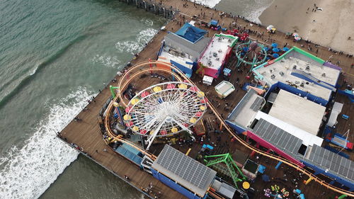 High angle view of amusement park