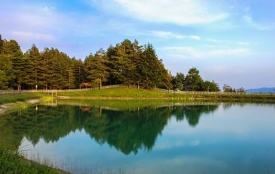 Scenic view of lake against sky