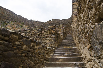 Steps leading to stone wall