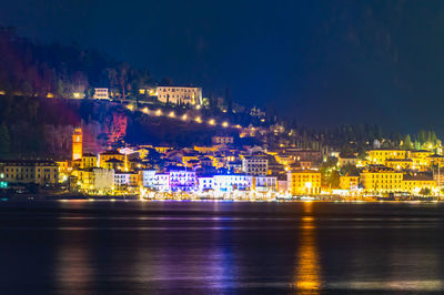 The town of bellagio, photographed on a winter evening, during the christmas period.