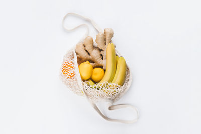 High angle view of fruit on white background