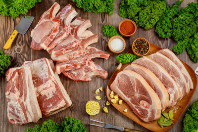 High angle view of food on table