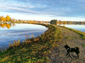 Scenic view of lake against sky