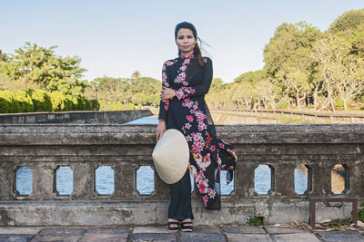 Beautiful woman at the imperial fortress in hue / vietnam