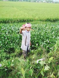 View of person standing in farm